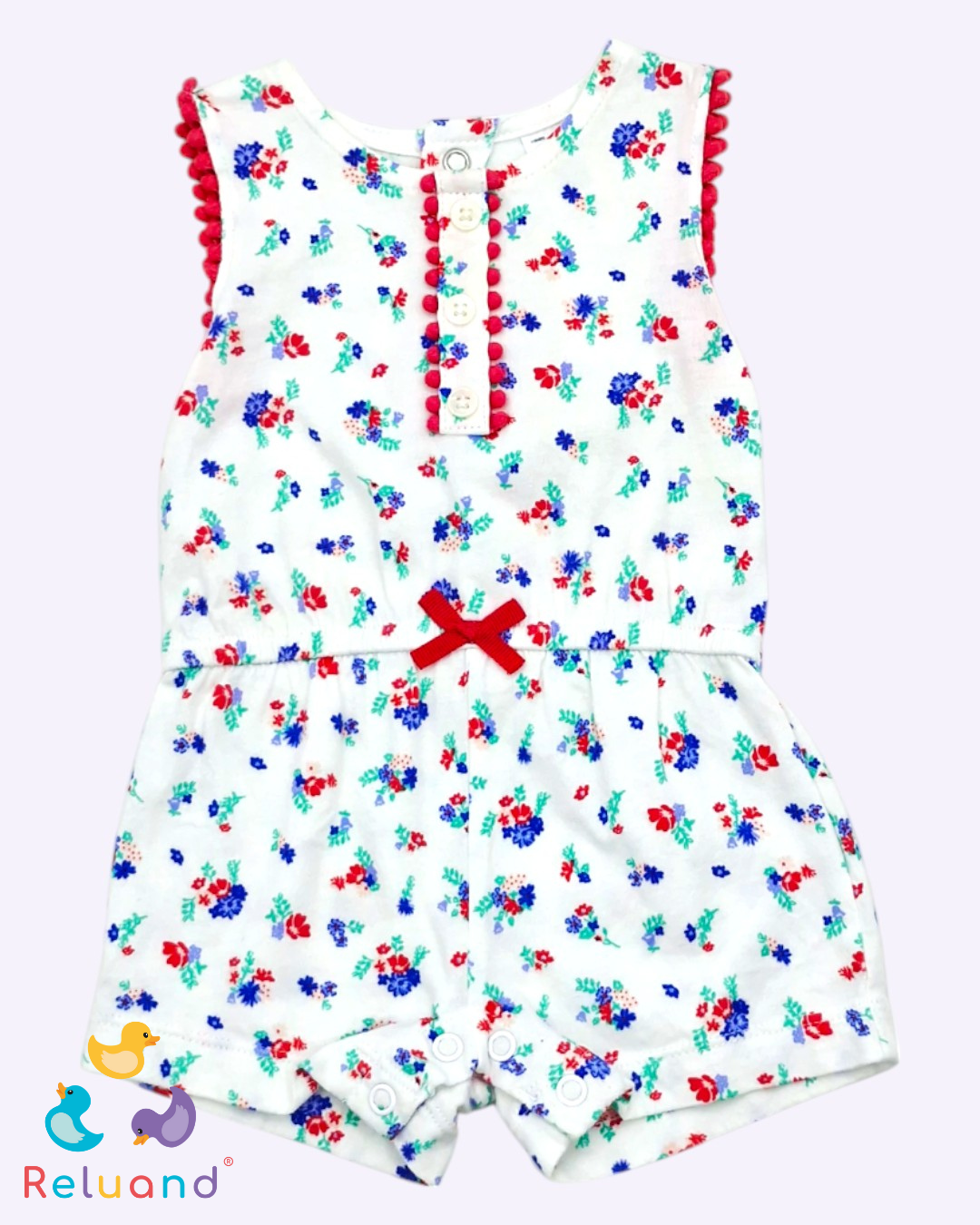 Jumper manga sisa floral con detalles en rojo, Marca Carter´s, Talla 3 meses.