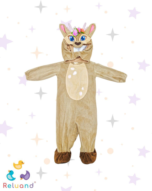 Disfraz de Reno Para Niña, colores café con flores, talla 2T.