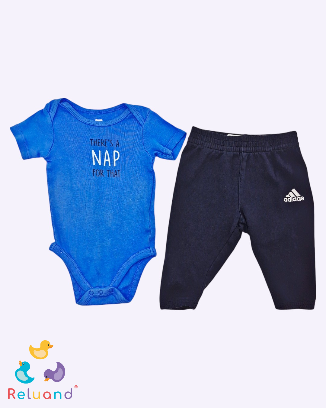 Conjunto sudadera negra y body azul, Talla 0 a 3 meses.