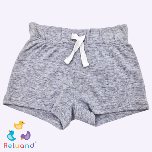 Conjunto short gris con cactus, body amarillo con huella azul y rayas, Marca Carter´s, Talla NB.