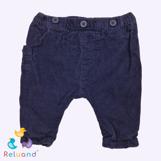 Conjunto camisa blanca y pantalón azul en pana, Marca Mayoral, Talla 1 a 2 meses.