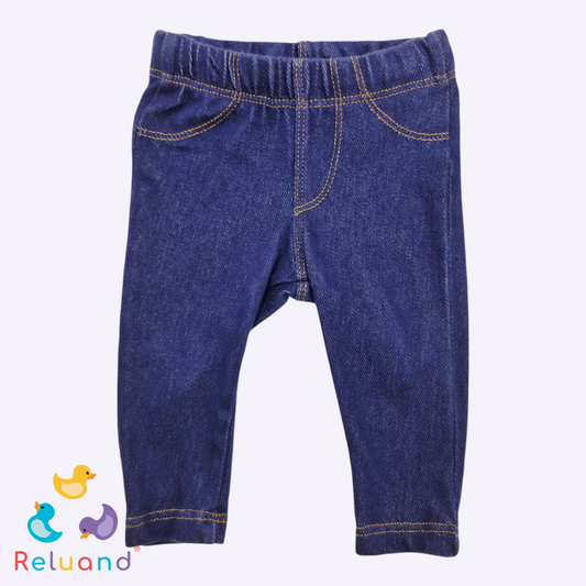 Conjunto pantalon azul jean y body crema, Marca Carter´s, Talla NB.