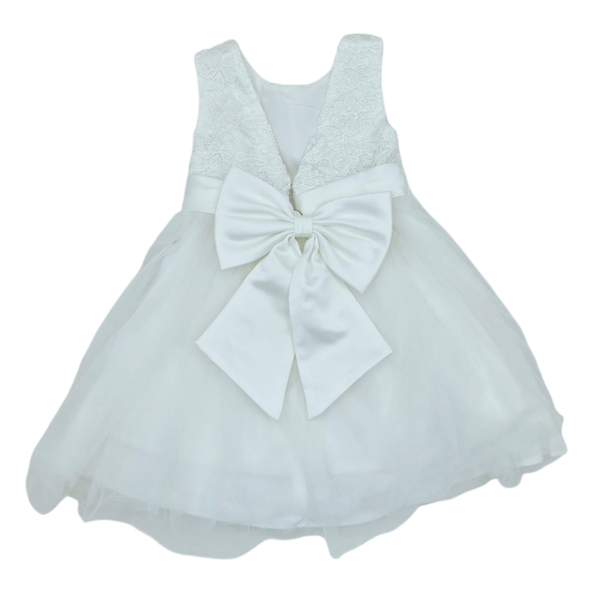 Vestido blanco sin manga y encaje en la parte superor — Talla 2-3T | Usado