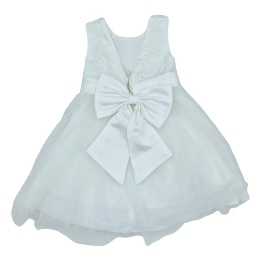 Vestido blanco sin manga y encaje en la parte superor — Talla 2-3T | Usado