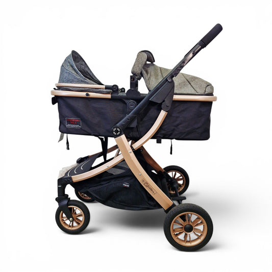 Coche Tipo Moisés Simple Life Gris Jaspeado — 3 en 1: Moisés, Paseador y Reversible | Usado