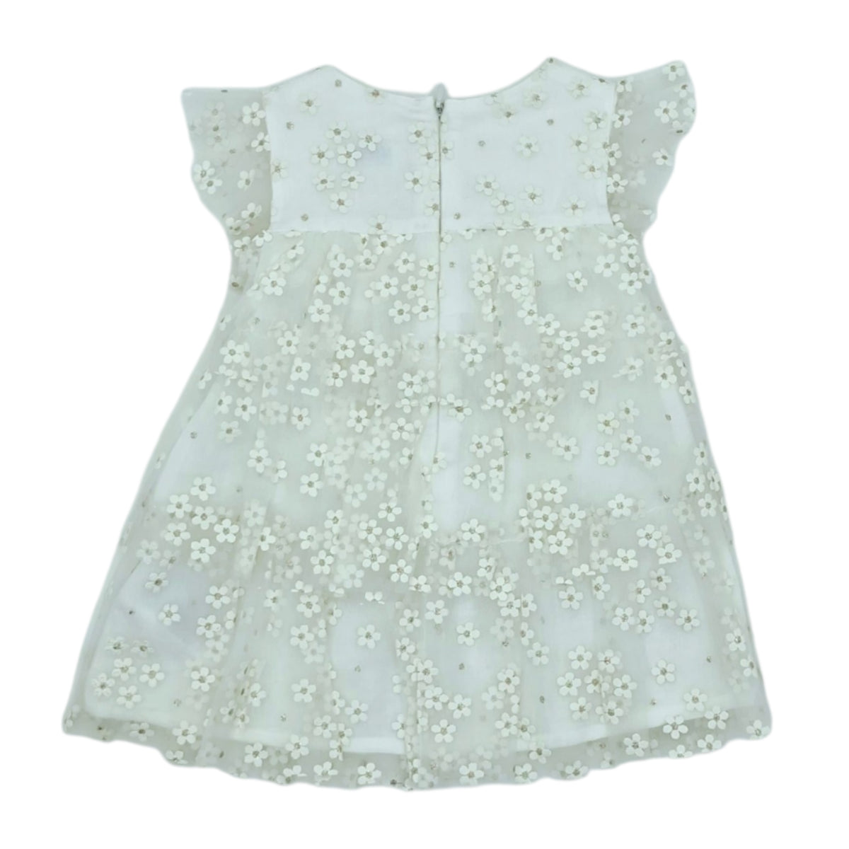 Vestido de gala con flores y glitter — Talla 6 a 12 meses | Usado