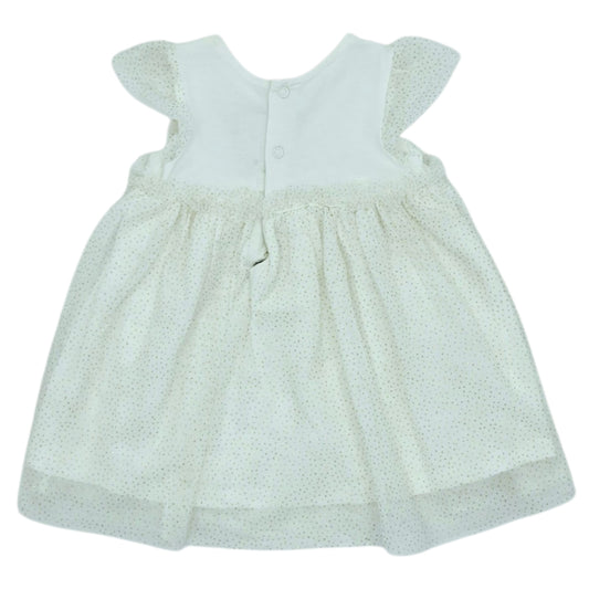Vestido blanco, tul con gliter dorado — Talla 6 a 12 meses | Usado