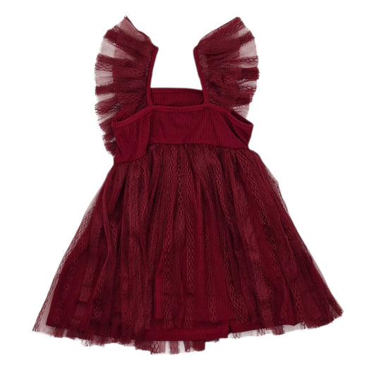 Vestido elegante vinotinto para niña — Talla 12 a 18 meses | Usado