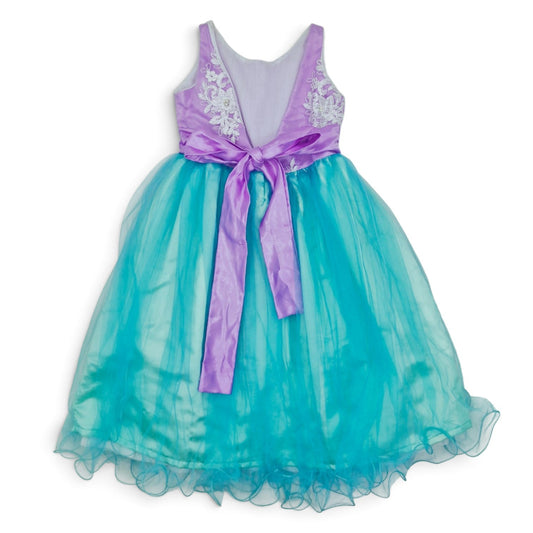 Vestido de Gala largo morado con verde — Talla 7T | Usado