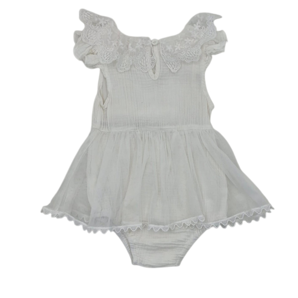 Vestido tipo muselina con body — Talla 12 a 18 meses | Usado