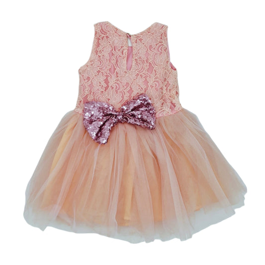 Vestido rosado con bordado — Talla 18 a 24 meses | Usado