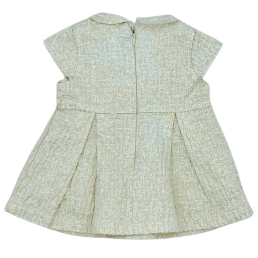 Vestido de gala beige con dorado — Talla 0 a 3 meses | Usado