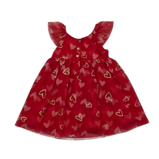 Vestido elegante rojo de corazones — Talla 6 a 12 meses | Usado