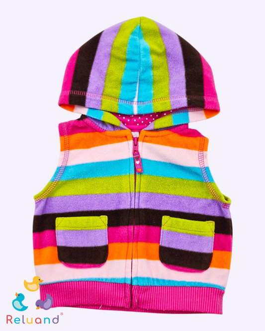 Saco manga sisa con capota en colores, detalles en rosado, Marca Carter´s, Talla 3 meses.