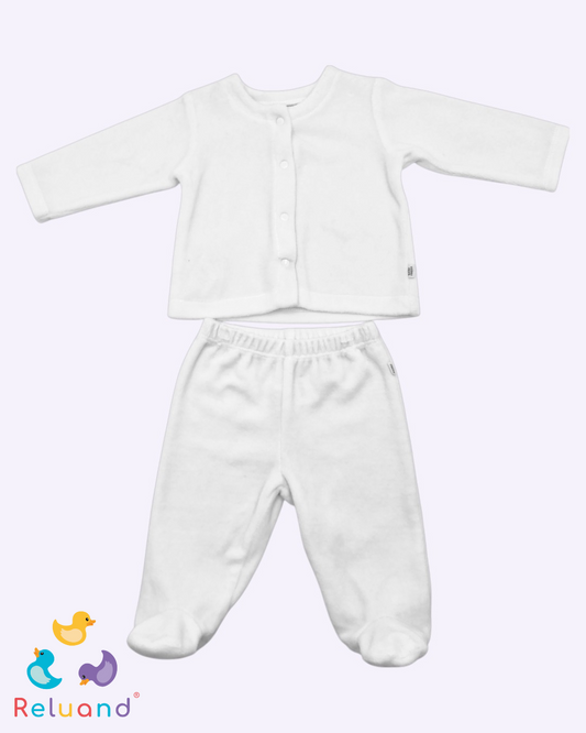 Pijama 2 piezas color blanco, Marca Baby Fresh, Talla 0 a 3 meses.