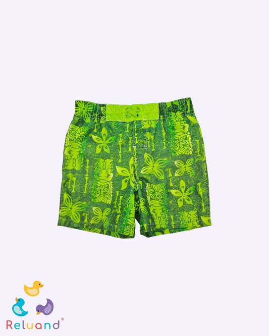 Pantaloneta de baño estilo floral en color verde, marca Circo, talla 2T.