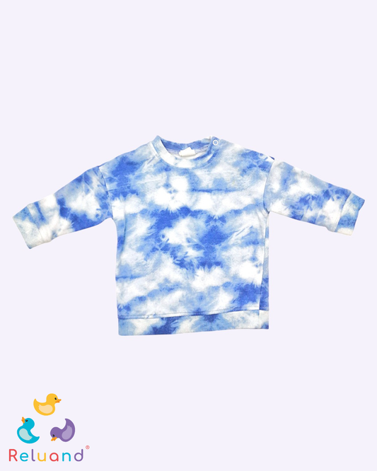 Saco Tie Die, azul claro y blanco, Marca H&M, Talla 9 meses.