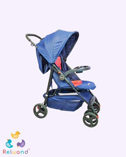 Coche reversible color azul oscuro y rojo, completamente funcional, Marca Wakids.