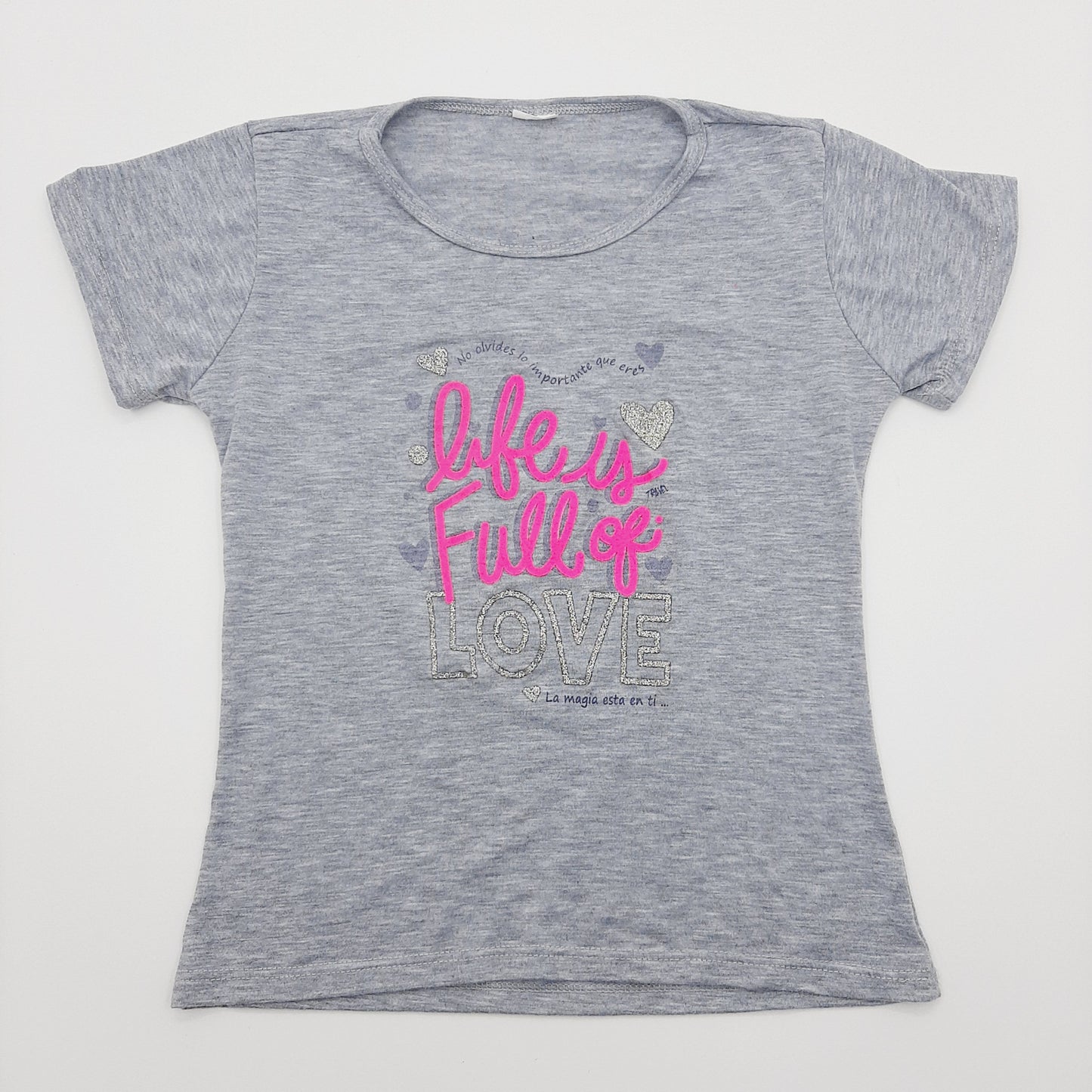 Blusa gris de letras fuscia 6T