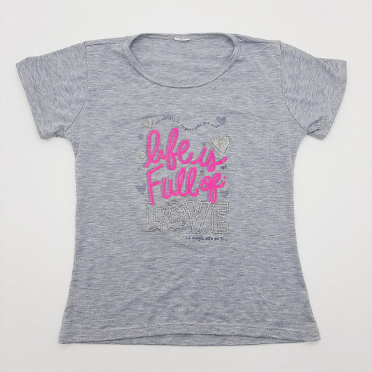 Blusa gris de letras fuscia 6T