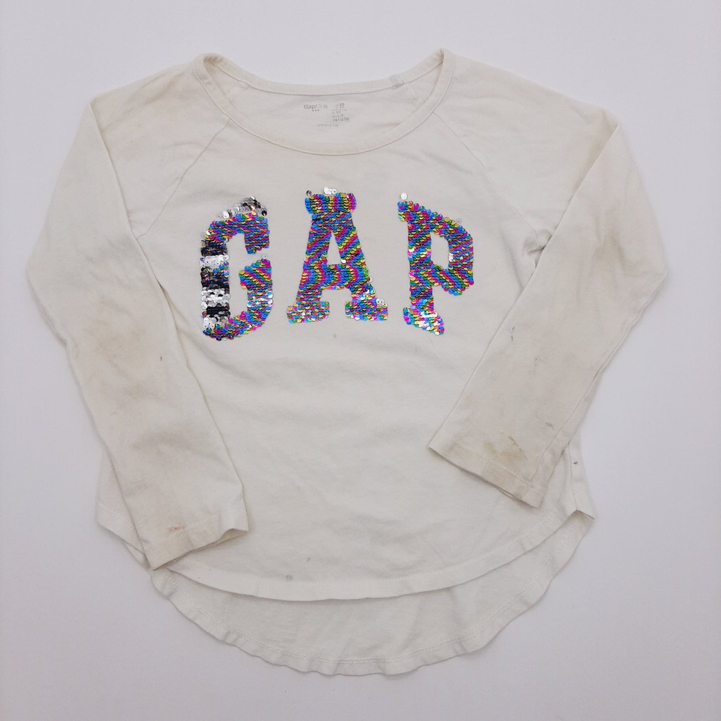 Blusa blanca de lentejuelas 6T marca Gap