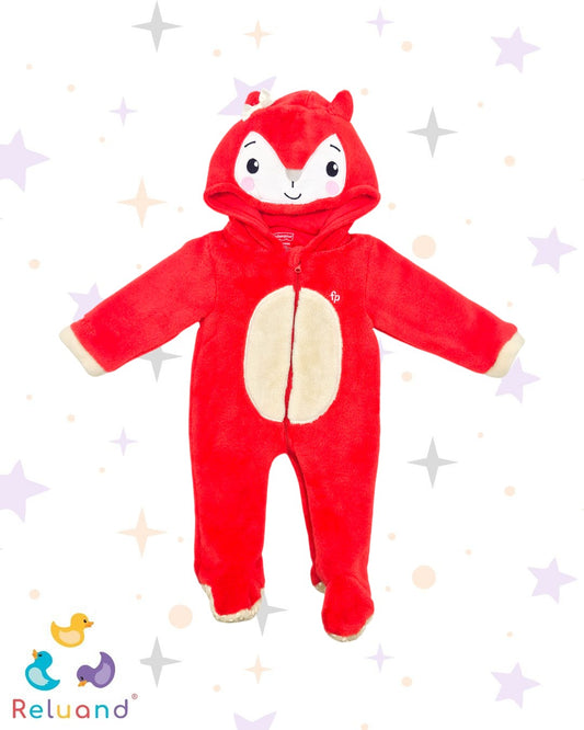 Disfraz de Zorrito, Es un mameluco de cuerpo completo de color rojo con capucha, marca Fisher Price, talla 6 a 12 meses.