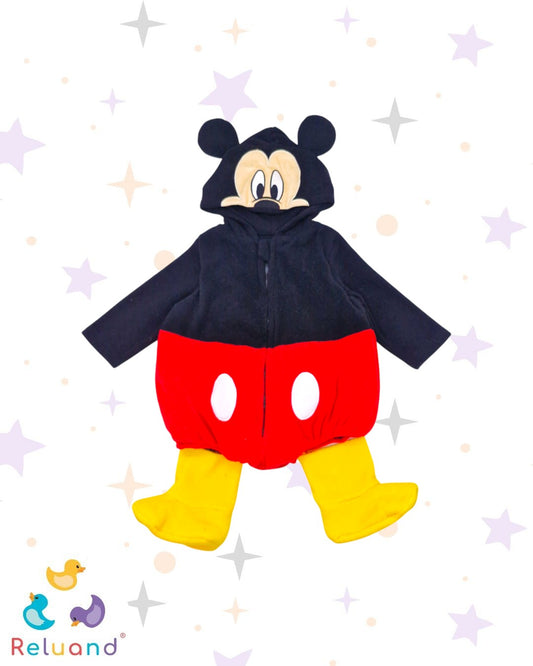 Disfraz de Mickey Mouse, colores, rojo, negro y amarillo, acolchado y cómodo, marca Disney Baby, talla 6 a 12 meses.
