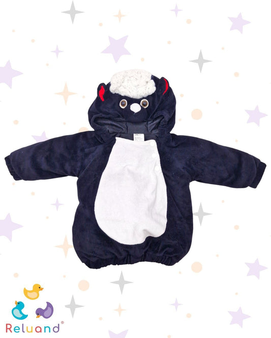 Disfraz de Zorrillo, color blanco y negro con capota, talla 12 a 18 meses.