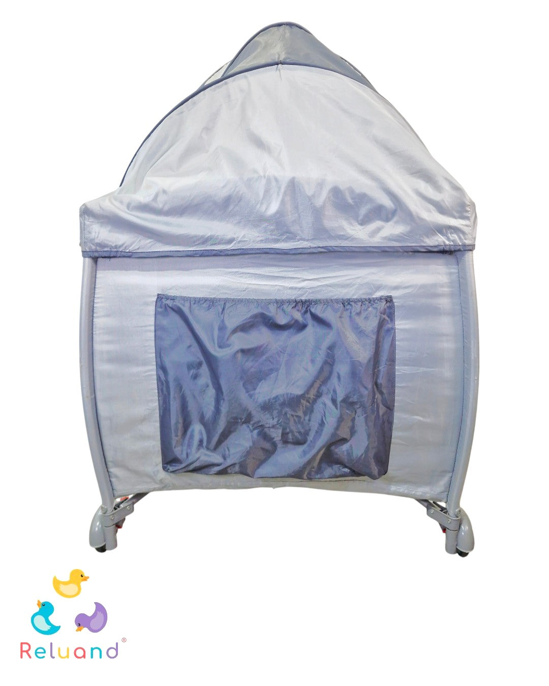 Cuna Corral Mama Kids Gris — Con Toldillo, Móvil y 3 Niveles | Usada