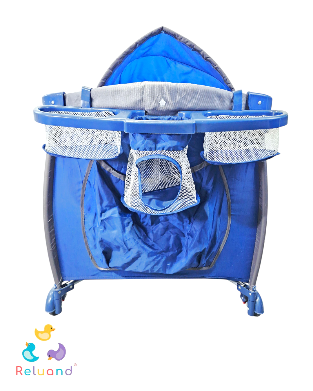 Cuna Corral Bebesit Traveler Azul Oscuro — Con Puerta, Capota y 2 Niveles | Usada