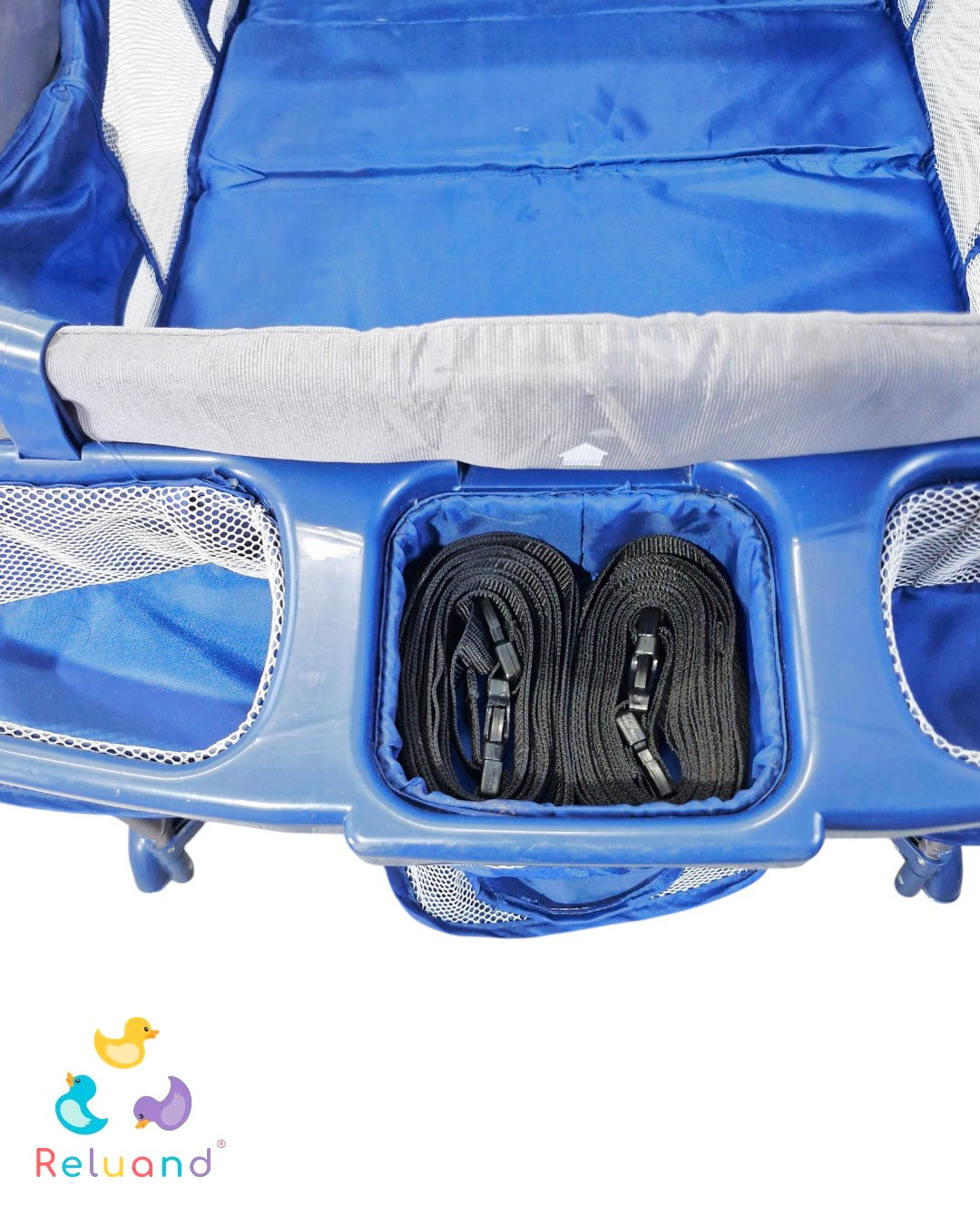 Cuna Corral Bebesit Traveler Azul Oscuro — Con Puerta, Capota y 2 Niveles | Usada