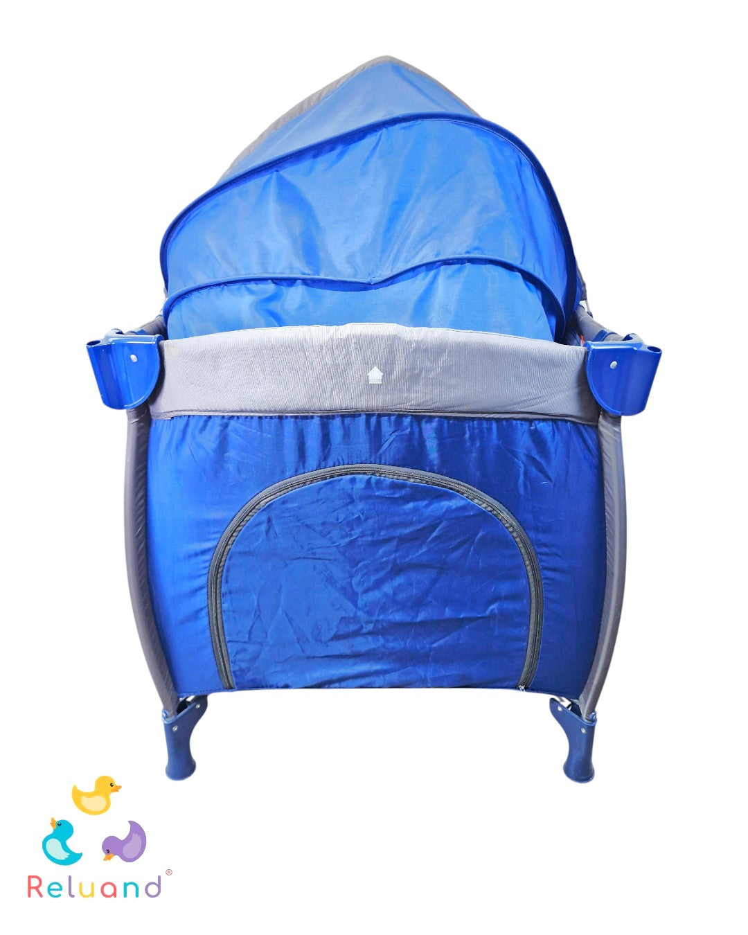 Cuna Corral Bebesit Traveler Azul Oscuro — Con Puerta, Capota y 2 Niveles | Usada