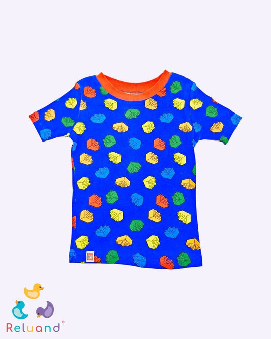 Camiseta azul de lego, talla 4T.