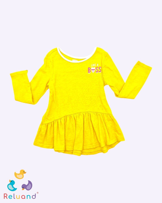 Blusa amarilla like a boss, Marca Old Navy, talla 4T.