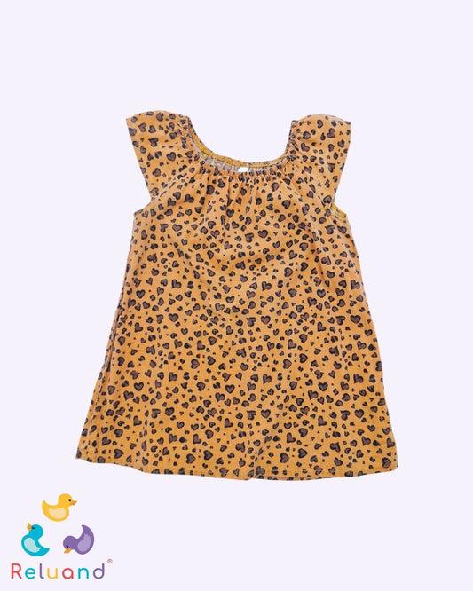 Vestido color cafe animal print, Marca People, talla 3T.