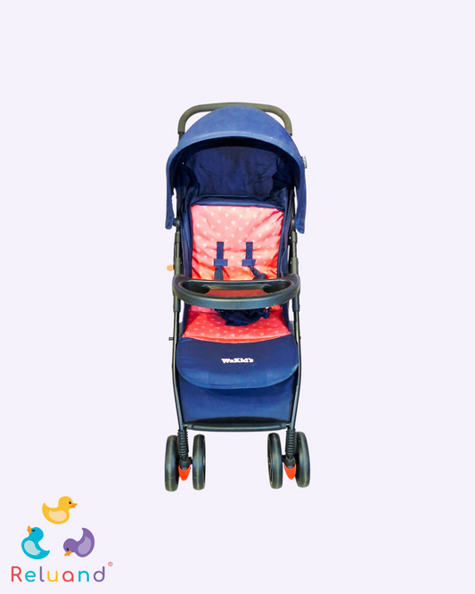 Coche reversible color azul oscuro y rojo, completamente funcional, Marca Wakids.