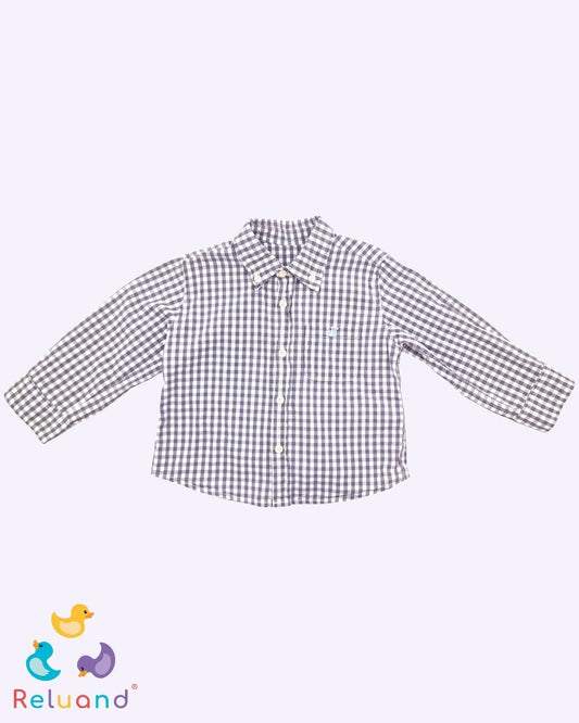 Camisa a cuadro en color gris y blanco de la marca Epk, talla 3T.