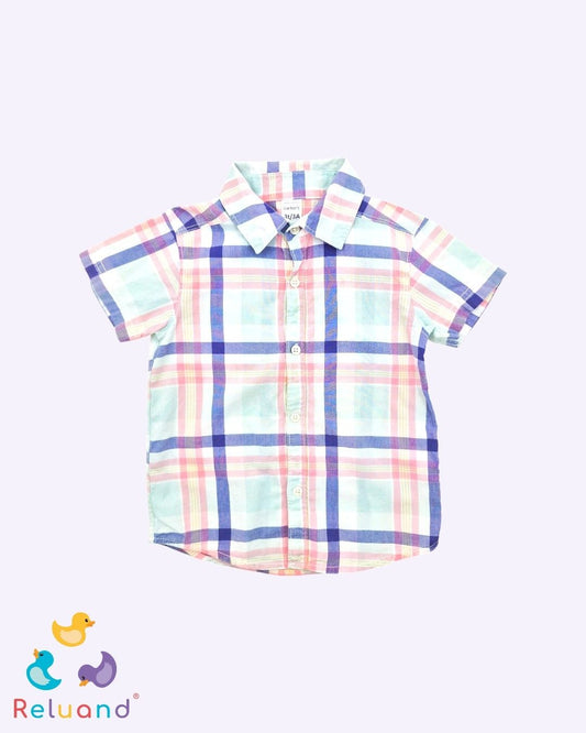 Camisa a cuadros en color azul, rosa y blanco, marca Carter´s, talla 3T.