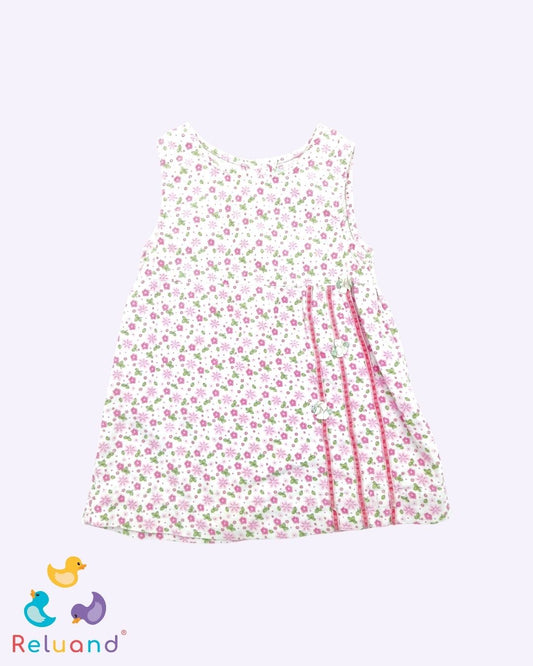 Vestido en color rosa pastel con estilo floral, talla 3T.