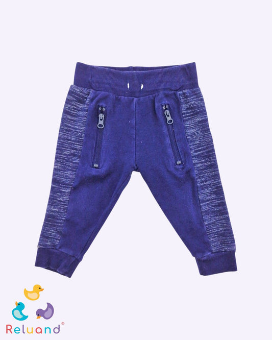 Sudadera azul oscuro con bolsillos de cremallera, marca Mini Me, talla 18 meses.