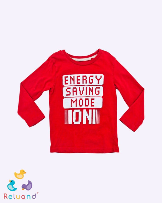 Buso manga larga color rojo con estampado blanco, marca Yampi Boy, talla 3T.