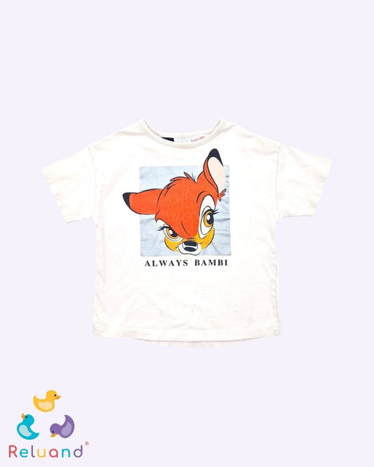 Blusa color rosa pastel con estampado de Bambi, marca Zara y talla 2 a 3T.