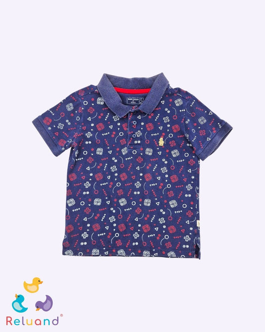 Camibuso azul oscuro con figuras de control marca Baby Fresh, talla 3T.