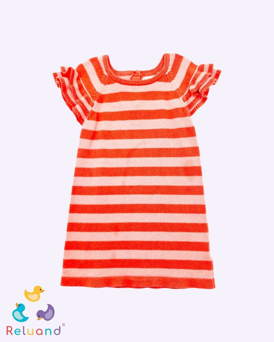 Vestido en tela tejida, colores salmón y rosa, marca Gymboree, talla 2T.