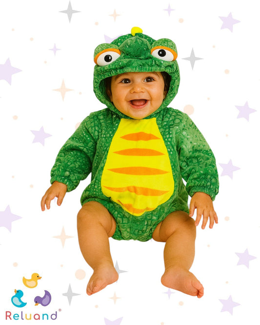 Disfraz De Camaleón, color verde y platinado, en 3D y algodón, talla 6 a 12 meses.