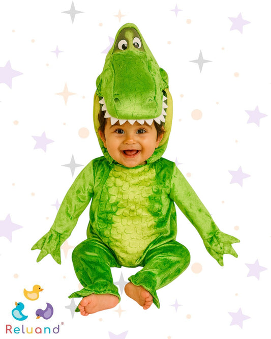 Disfraz infantil de Rex, cómodo y en tela satinada, marca Disney Baby, talla 6 a 12 meses.