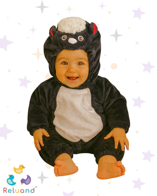 Disfraz de Zorrillo, color blanco y negro con capota, talla 12 a 18 meses.