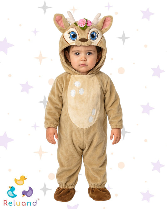 Disfraz de Reno Para Niña, colores café con flores, talla 2T.