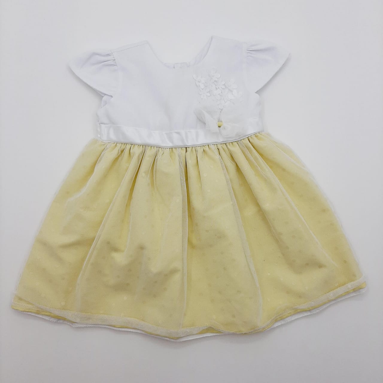 Vestido elegante blanco y amarillo 12-18M