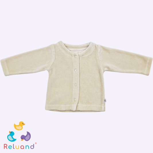Pijama 2 piezas termica beige, Marca Baby Fresh, Talla 0 meses.